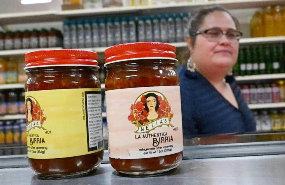 Entrepreneur Gladys Martinez has created Nella’s Birria, jarred birria sauce being offered for sale at just a few locations in the area including Valley Foods Grocery. Photographed Tuesday, Sept. 19, 2023 in Fresno.