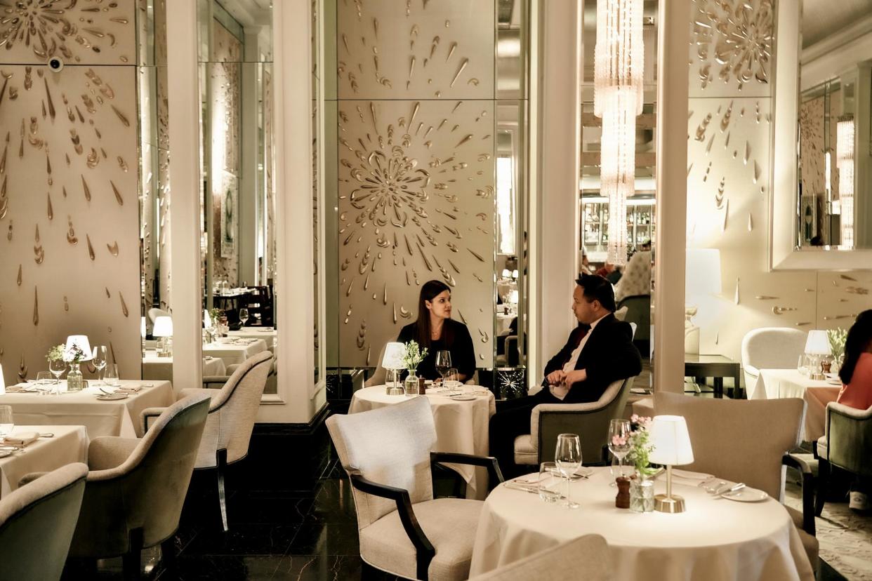 <span>Chez Roux, London W1: ‘A twinkly, matronly room.’</span><span>Photograph: Beca B Jones/The Guardian</span>