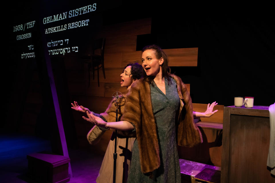 Anna Slate, left, and Aimee Doherty in "Indecent," which tells the true story of a Yiddish play whose Broadway run was shut down by police in 1922 for offensive content.