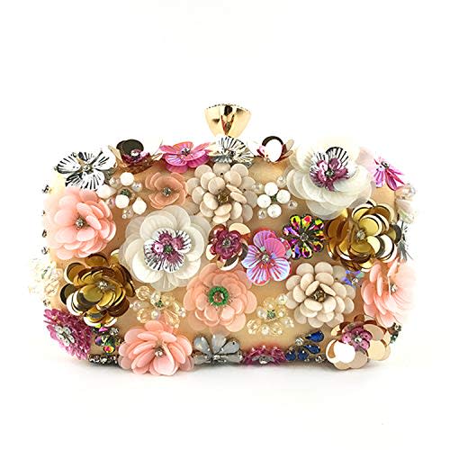 Milisente Evening Clutch Bag for Women Floral Square Box Evening Bags  Crossbody Shoulder handBags Flower Wedding Clutch Purse