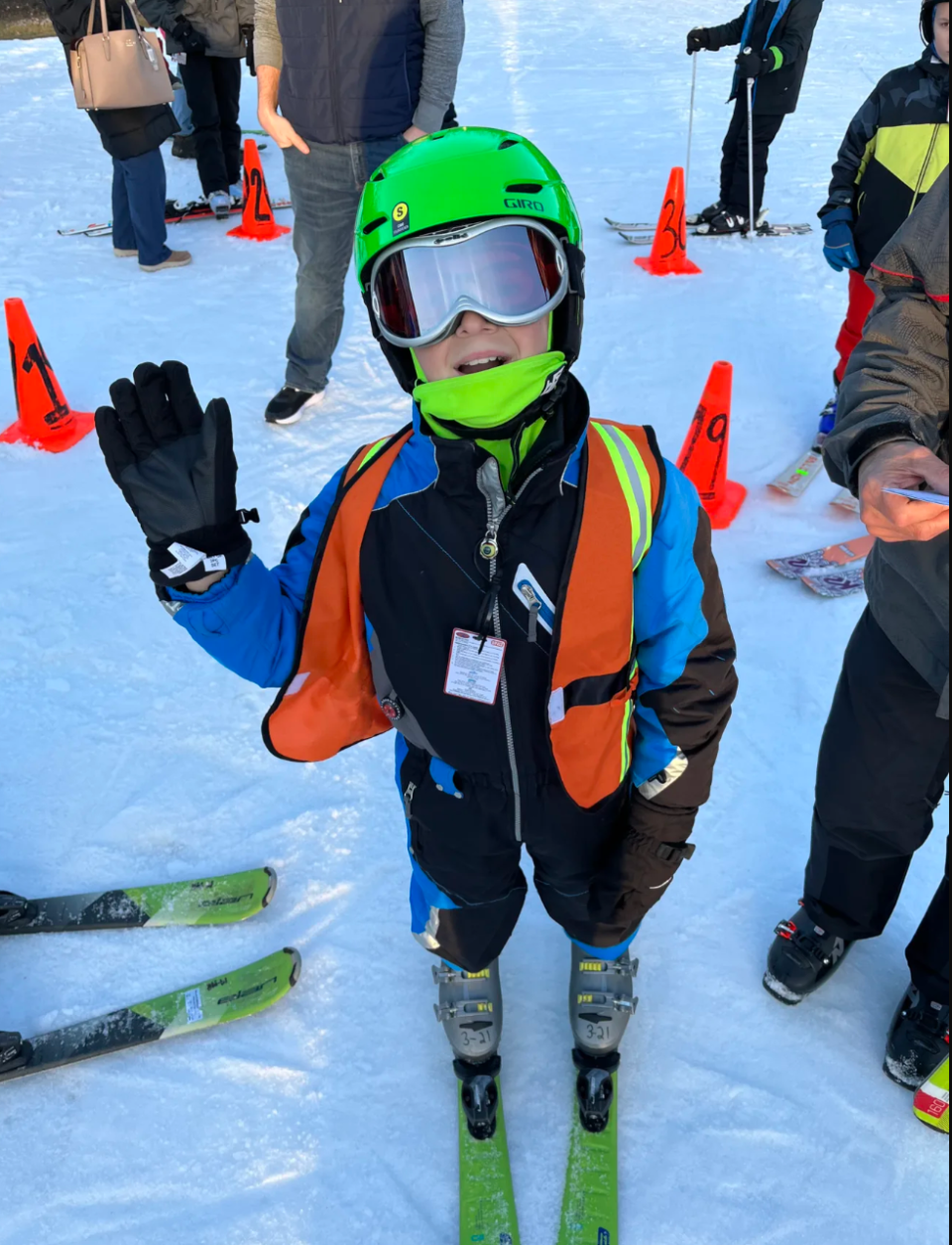 A student from Marston School skis alongside his peers during ski club.