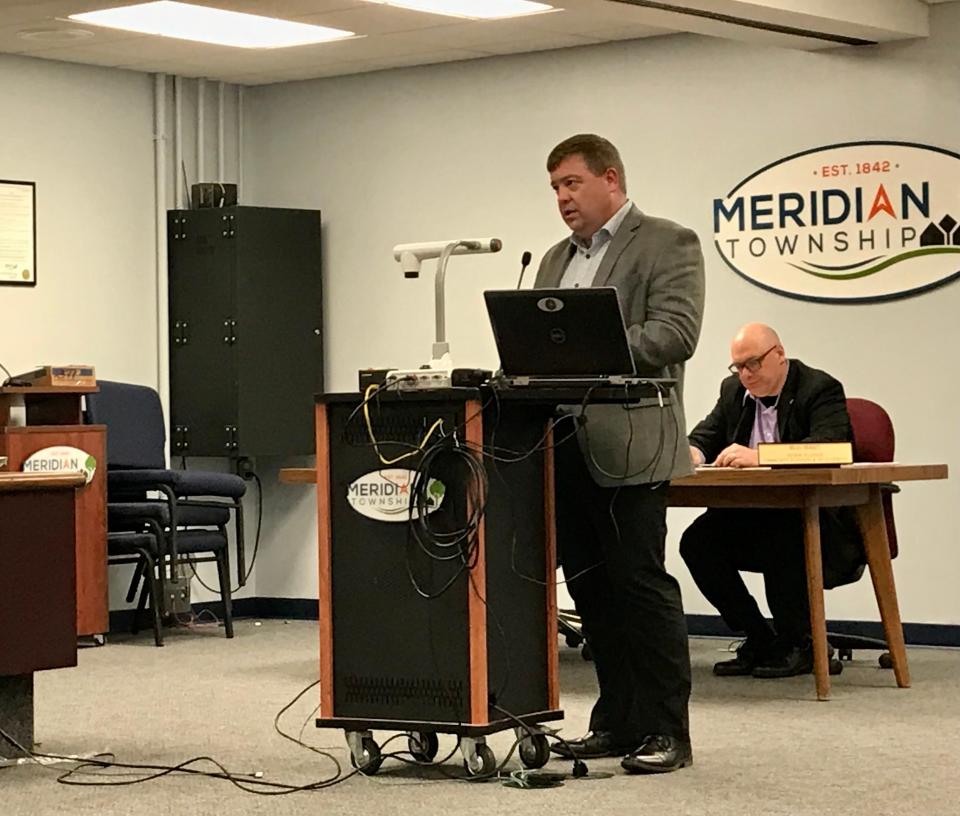 Meridian Township Community Planning and Development Director Tim Schmitt speaks during a planning commission meeting on April 25, 2022.