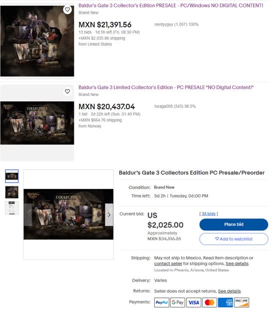 Venden la edicción coleccionista de Baldur's Gate 3 a precios de locura