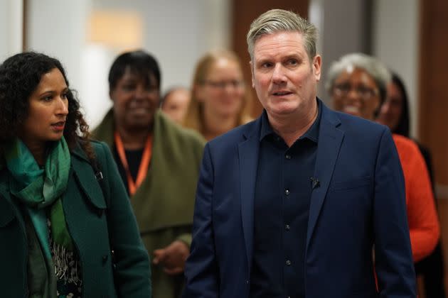 Keir Starmer during a visit to Birmingham to meet frontline staff from a domestic violence refuge.