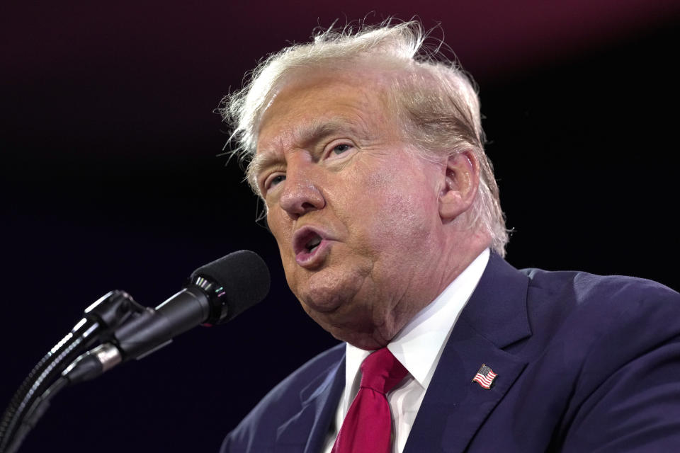 Republican presidential candidate former President Donald Trump speaks at the Road to Majority conference in Washington, Saturday, June 22, 2024. (AP Photo/Manuel Balce Ceneta)