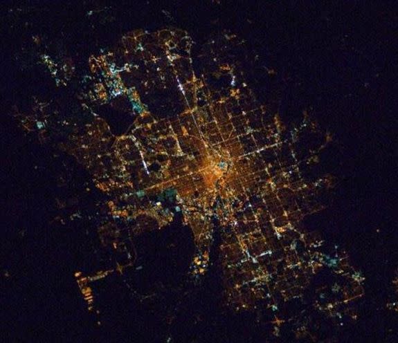 NASA astronaut Terry Virts posted this photo on Twitter on Feb. 23, 2015. He wrote: "The first #NameThe city of this @MLB season! Do you know your city as well as your team? #ISSPlayBall it is #GameTime"