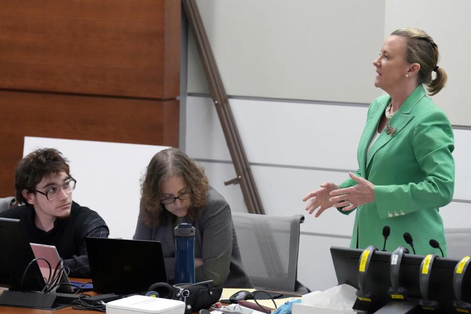 Assistant Public Defender Melisa McNeill argues for a continuance due to an ill member of the legal team during jury selection in the penalty phase of the trial of Marjory Stoneman Douglas High School shooter Nikolas Cruz (AP)