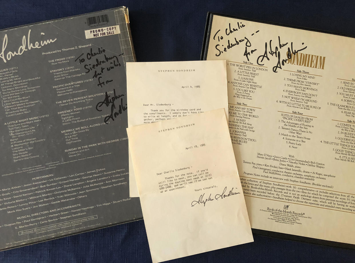 Sondheim Letters (Courtesy Charlie Siedenburg)