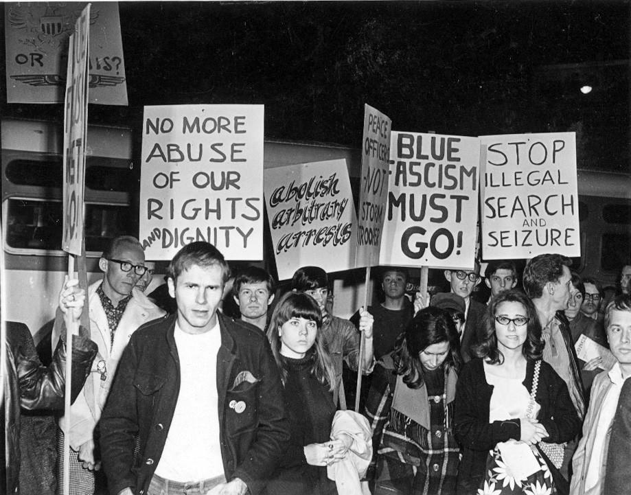 Protests in February 1967 outside the Black Cat bar in Silver Lake.