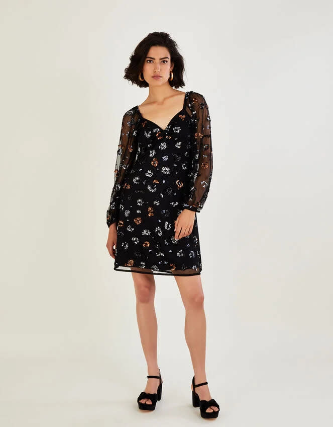 Marianly sequin animal print dress black (Monsoon)