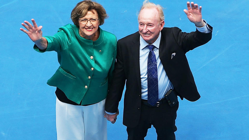 Margaret Court and Rod Laver, pictured here at the Australian Open in 2015. 