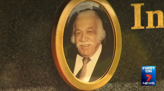 The cat was found inside late property tycoon Con Polites' gravesite.