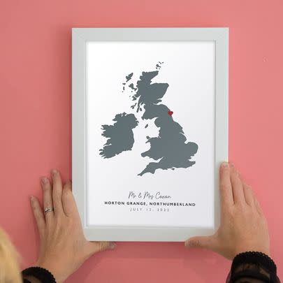 Treasure their wedding location with this personalised map print