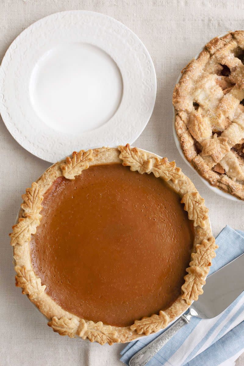 <p>A traditional Southern dessert, this rich sweet potato pie turns fall produce into a spectacular holiday treat.</p><p><strong><a href="https://www.countryliving.com/food-drinks/recipes/a3900/sour-cream-sweet-potato-pie-recipe-clx1111/" rel="nofollow noopener" target="_blank" data-ylk="slk:Get the recipe for Sour Cream Sweet Potato Pie;elm:context_link;itc:0;sec:content-canvas" class="link ">Get the recipe for Sour Cream Sweet Potato Pie</a>.</strong></p>