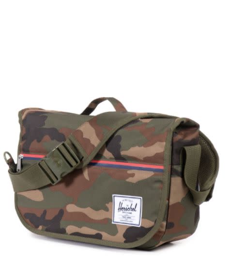 Woodland Camo Multi Zipper Bag, $89.99, <a href="http://shop.herschelsupply.com/products/pop-quiz-messenger-woodland-camo-multi-zipper" target="_blank">Herschel</a>