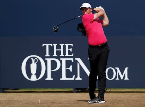 Northern Ireland's Rory McIlroy tees off on the first during the final round  - Credit: REUTERS/Paul Childs