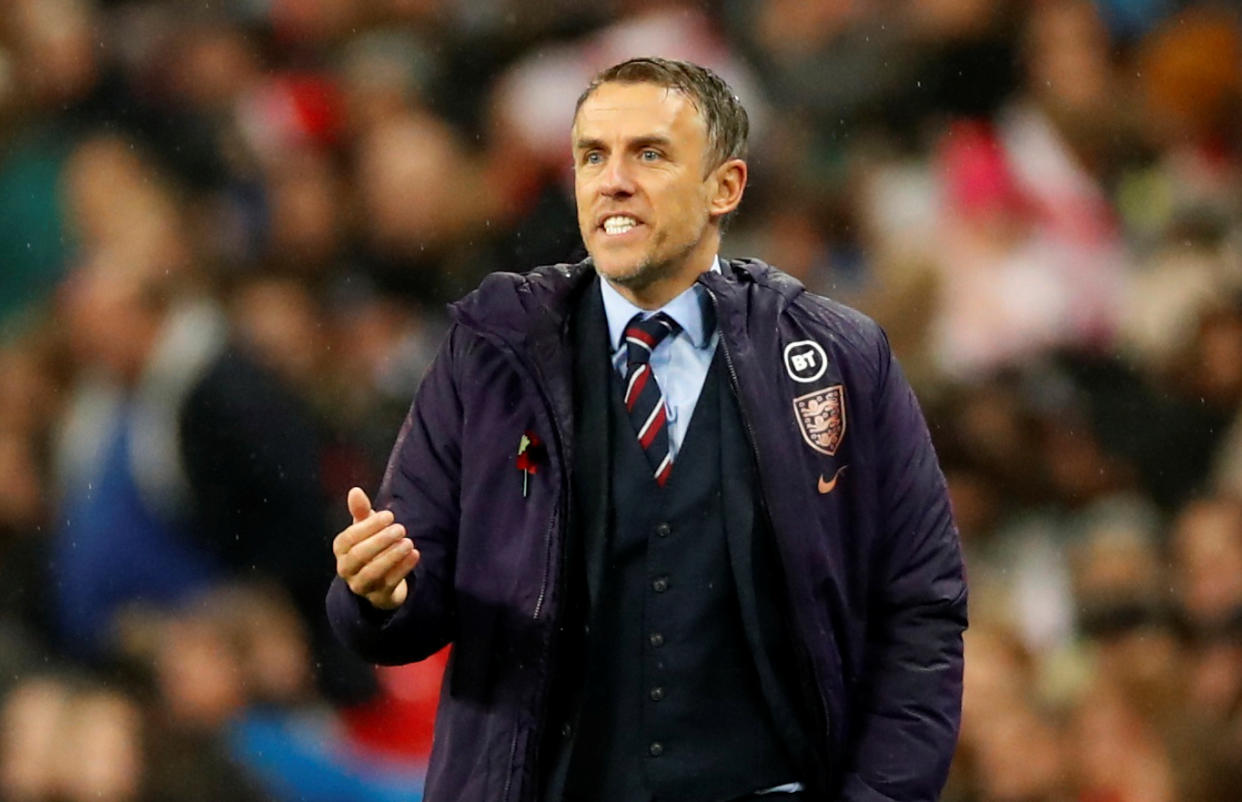 England manager Phil Neville remains under pressure after his side have only won two of their last eight 