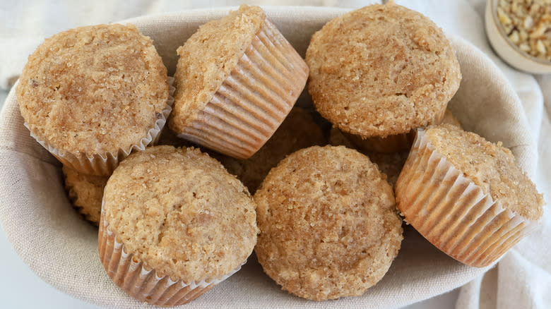 maple walnut muffins in bread basket