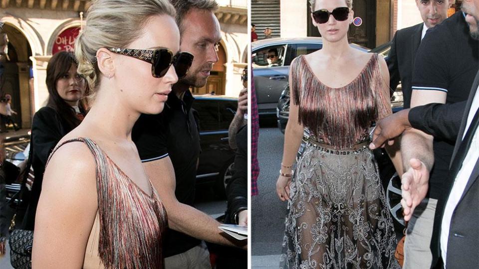 Jennifer Lawrence flashes her undies for fashion