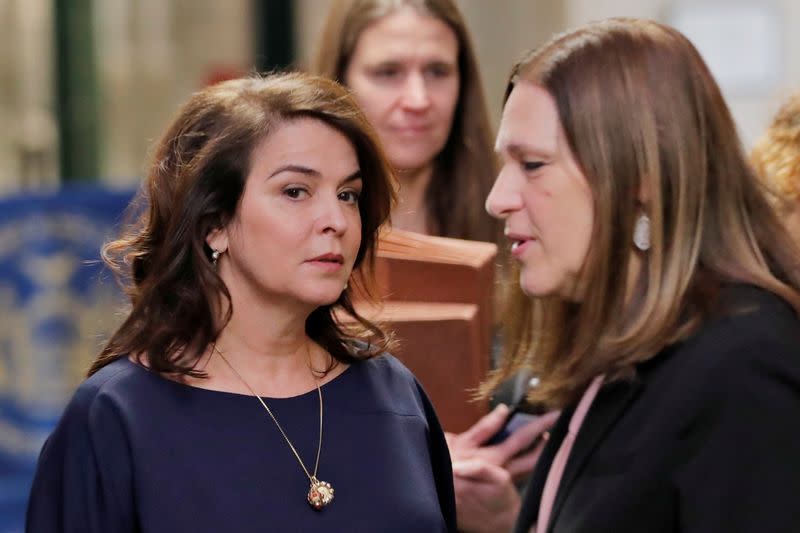 Actor Annabella Sciorra arrives to testify in the case of film producer Harvey Weinstein at New York Criminal Court in New York City