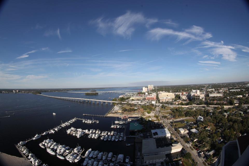 In this file photo of the view from High Point Place in 2019, you can see Legacy Harbor Marina, where some debris from Hurricane Ian now remains.