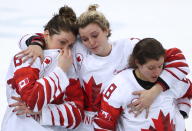 <p>Canadian players win silver medals as they lose the women’s final ice hockey match against the United States as part of the 2018 Winter Olympic Games at the Gangneung Hockey Centre with a 2-3 score. Valery Sharifulin/TASS </p>