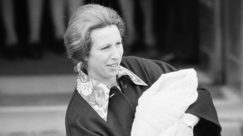 Princess Anne presents her daughter, Zara Phillips, after giving birth