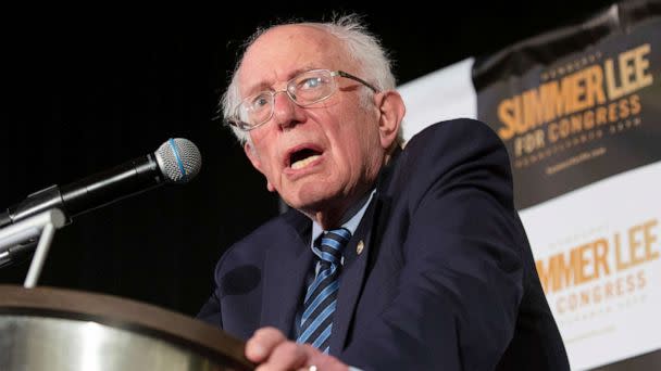 PHOTO: Sen. Bernie Sanders endorses Pa. state Rep. Summer Lee, who is seeking the Democratic Party nomination for Pennsylvania's 12th District U.S. Congressional district, at a campaign stop in Pittsburgh, May 12, 2022. (Rebecca Droke/AP, FILE)