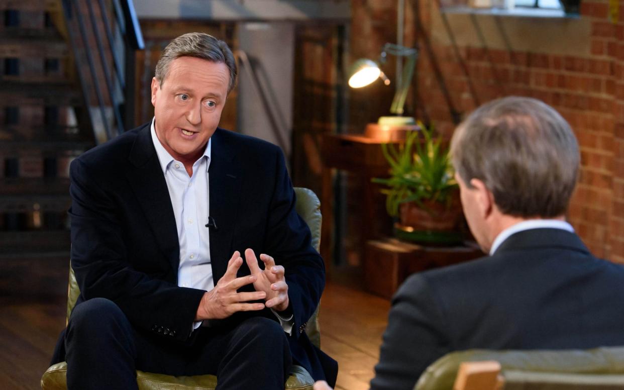 David Cameron with Tom Bradby - ITV