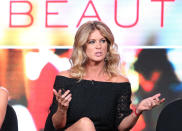 <p>PASADENA, CA – JANUARY 05: Rachel Hunter speaks during Ovation’s ‘Rachel Hunter’s Tour of Beauty’ panel as part of This is Cable 2016 TCA Press Tour at Langham Hotel on January 5, 2016 in Pasadena, California. (Photo by Frederick M. Brown/Getty Images) </p>