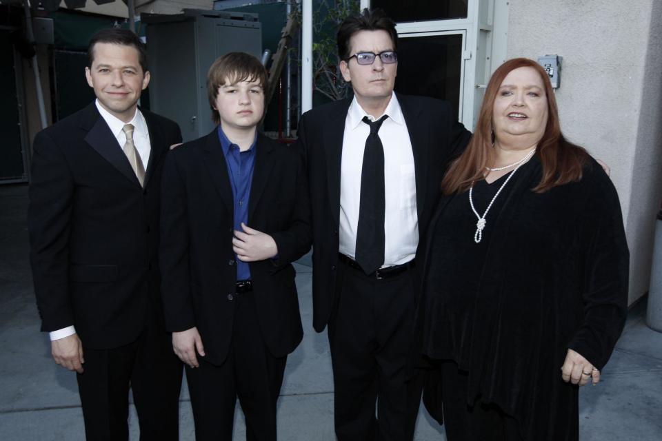 Jon Cryer, Angus T Jones, Charlie Sheen and Conchata Ferrell (AP)