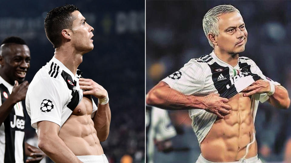 Cristiano Ronaldo has become the central figure in a series of online memes. Pic: Getty/Twitter