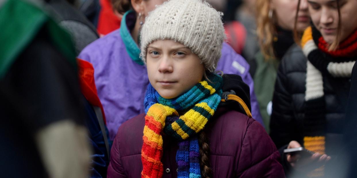 FILE PHOTO: Swedish climate activist Greta Thunberg takes part in the rally ''Europe Climate Strike'' in Brussels, Belgium, March 6, 2020. REUTERS/Johanna Geron/File Photo