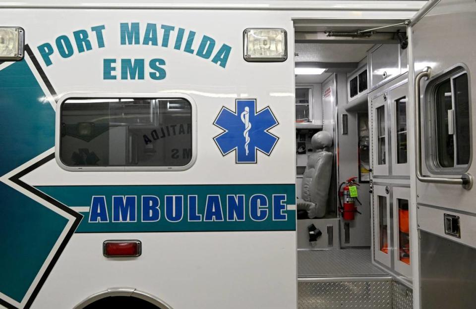 An ambulance at the Port Matilda EMS station on Friday, March 10, 2023.