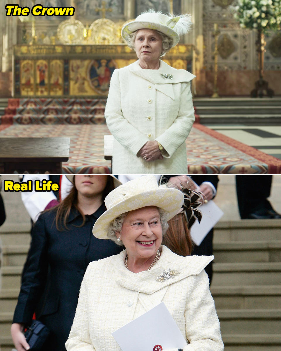 Queen Elizabeth II in real life vs. "The Crown"