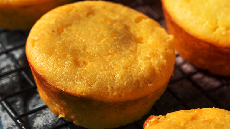close up of cornbread muffins