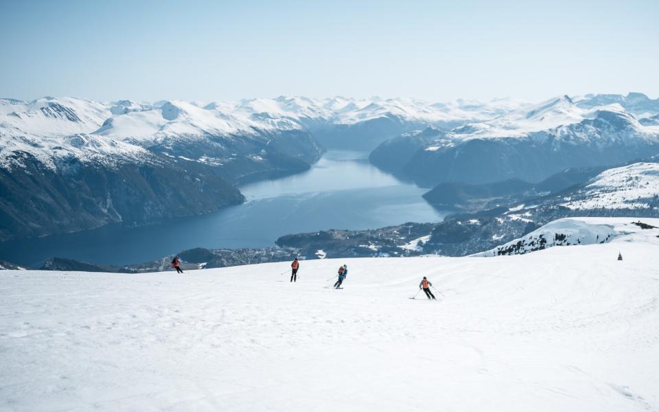 Skiing in the fjords.  Norway