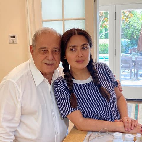 <p>Salma Hayek Instagram</p> Salma Hayek and her father Sami Hayek.