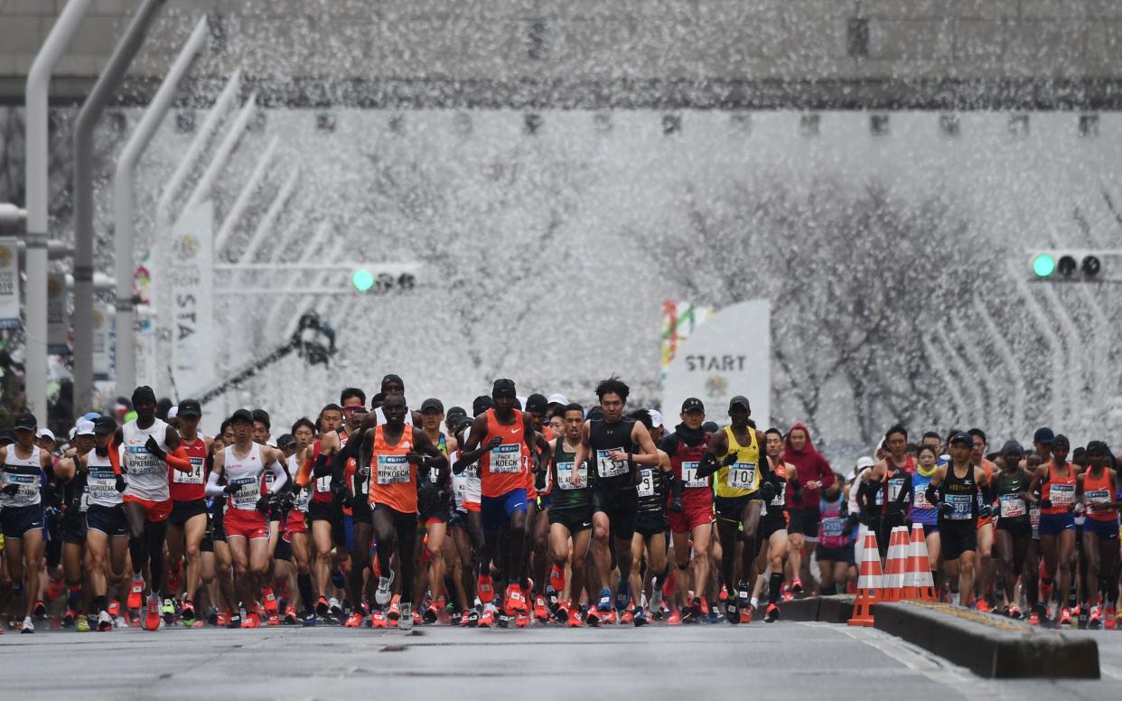 The 2020 Tokyo Marathon will be closed to public participants due to the coronavirus. (KAZUHIRO NOGI/AFP via Getty Images)