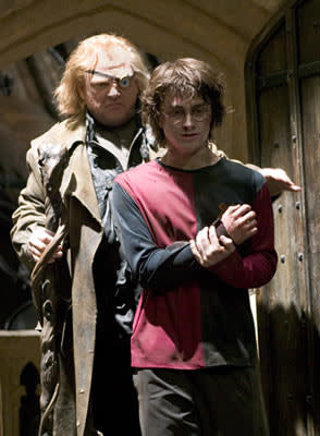 <p>Brendan Gleeson as Mad-Eye Moody and Daniel Radcliffe as Harry Potter in Warner Bros. Pictures' Harry Potter and the Goblet of Fire - 2005</p>