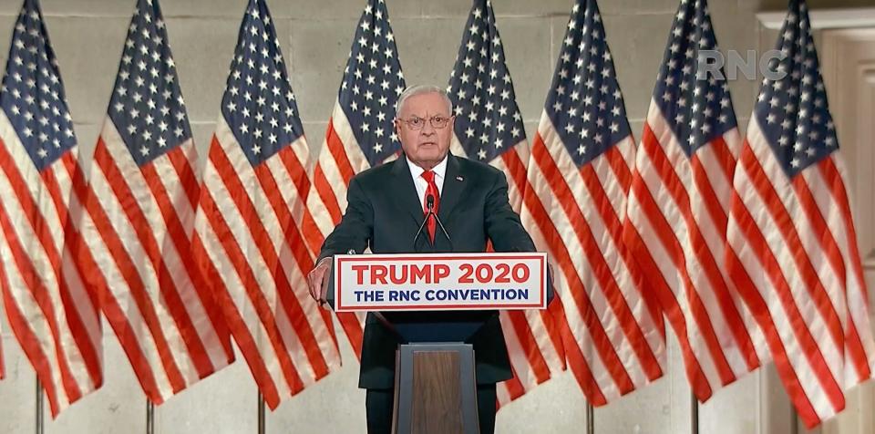 Keith Kellogg, national security advisor to the vice president speaks during the Republican National Convention at the Mellon Auditorium in Washington, D.C., Wednesday, Aug. 26, 2020.