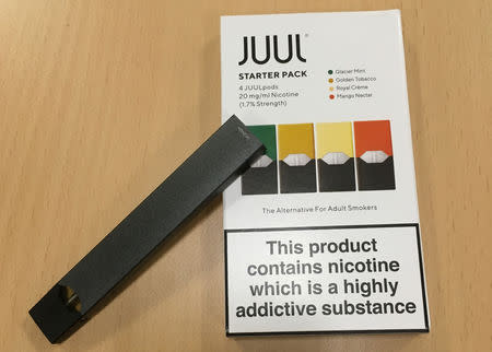 Juul e-cigarette starter pack is seen in this picture illustration taken July 16, 2018. REUTERS/Martinne Geller/Illustration