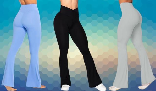 Sunzel Pants Womens XL Black Crossover Yoga Pants Tummy Control High Rise  Flare