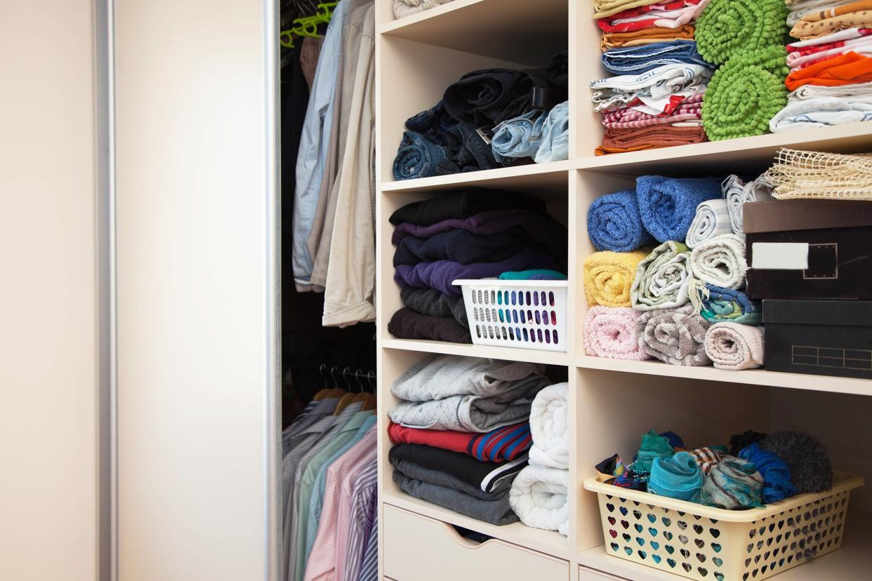 organized close with closet and home linens