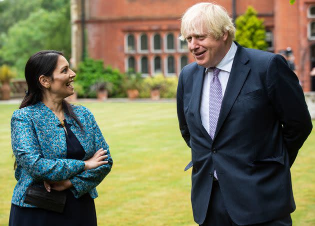 Prime minister Boris Johnson, with home secretary Priti Patel in July (Photo: WPA Pool via Getty Images)