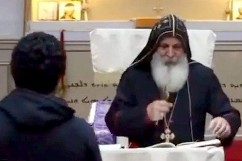 Bishop Mar Mari Emmanuel was attacked while delivering a sermon at his church in Sydney (Christ The Good Shepherd Church/Youtube)