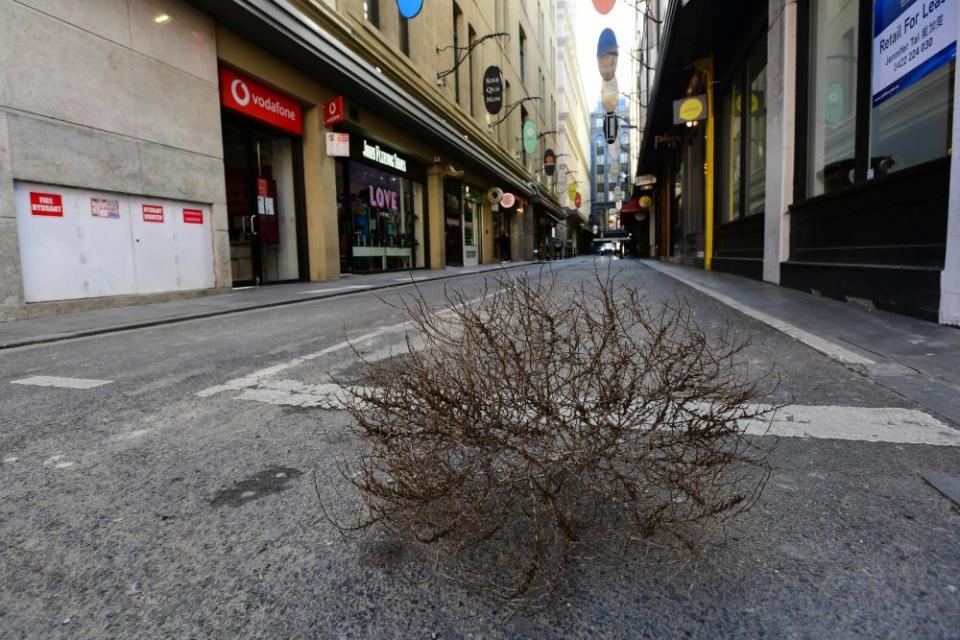 An empty Degraves Street in Melbourne