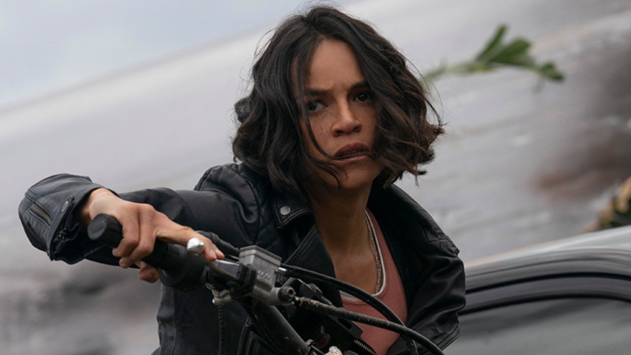  Michelle Rodriguez as Letty on a mototcycle in Fast X 