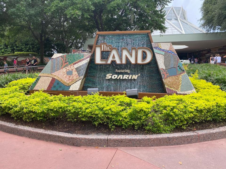 The entrance to Soarin' Around the World at Epcot in August 2021.