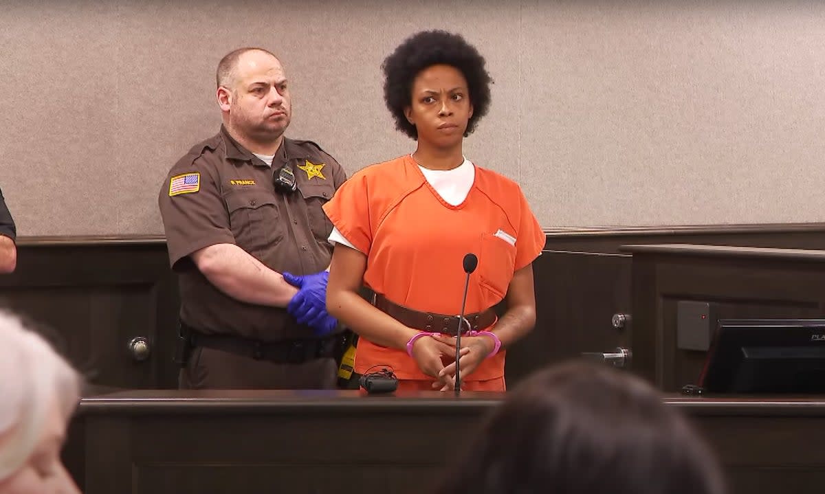 Dejaune Anderson appeared in court accused of murdering her son and dumping his body in a suitcase in 2022 (WHAS11)